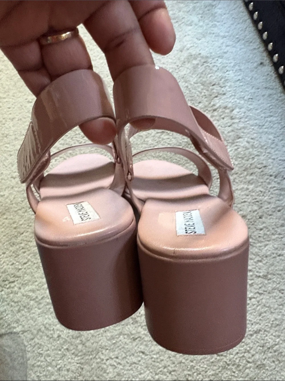Steve Madden Blush Pink Patent Platform Sandals